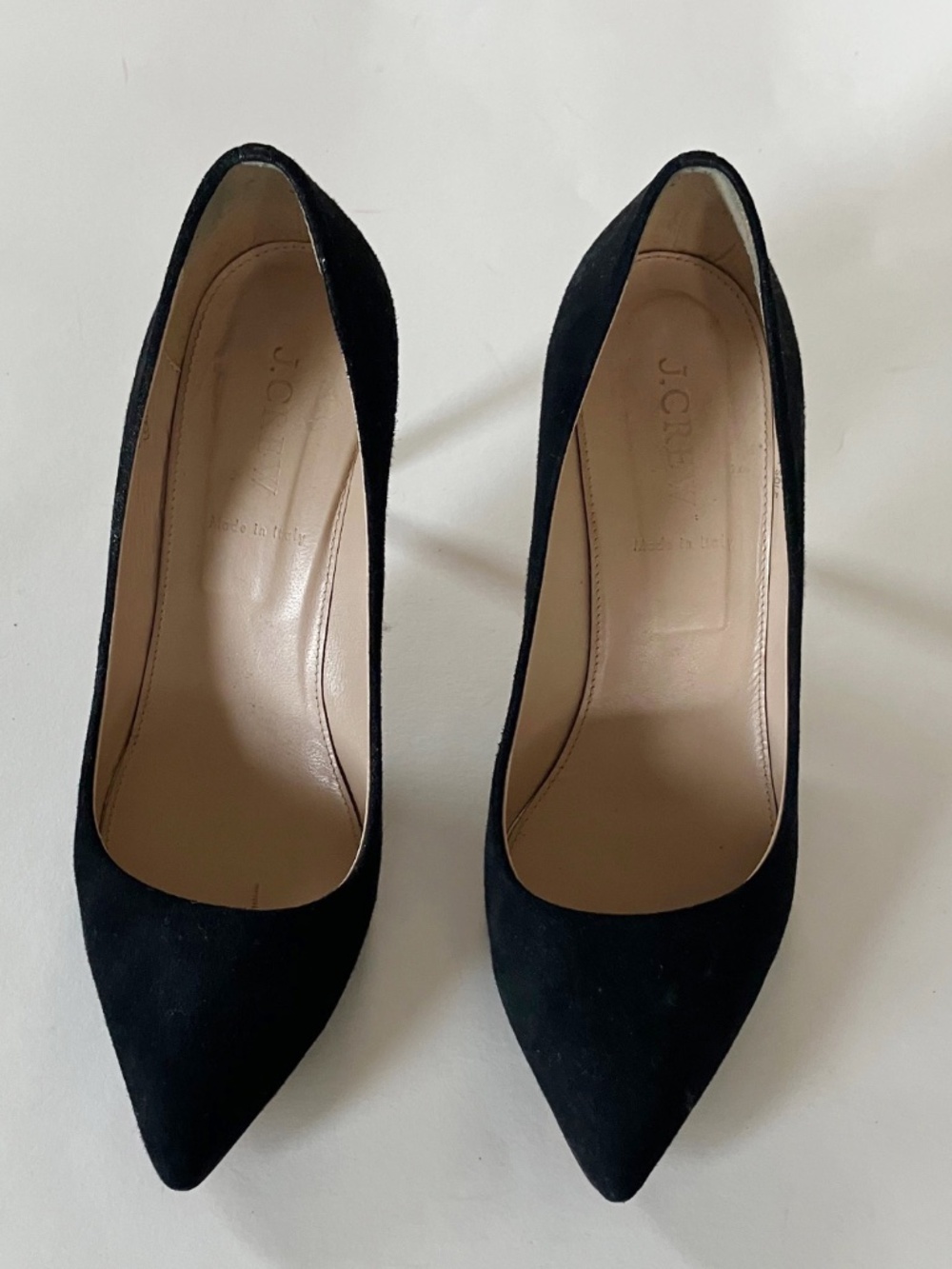 J. Crew Leather High Heel Pumps in Black Suede